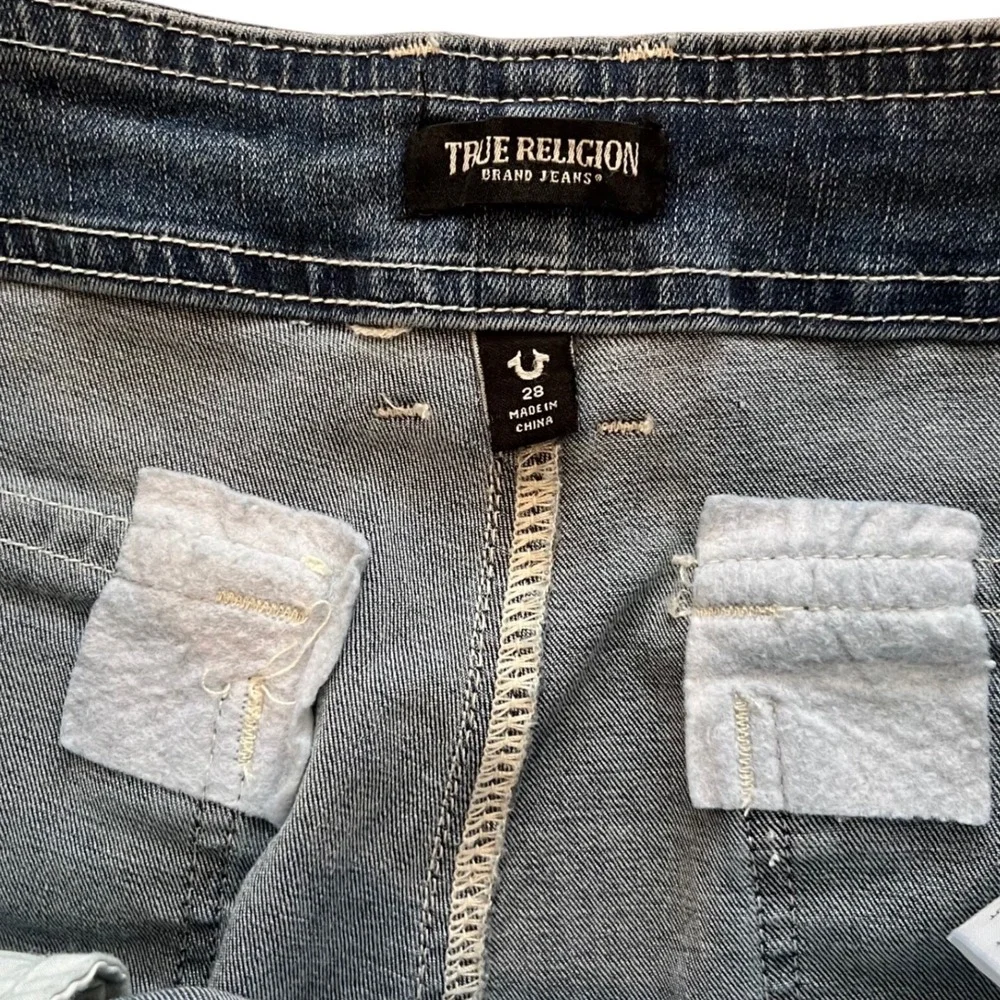 True Religion Cargo SN Straight Carpenter Jeans Med Wintry Wash 600876‎ Mens 28